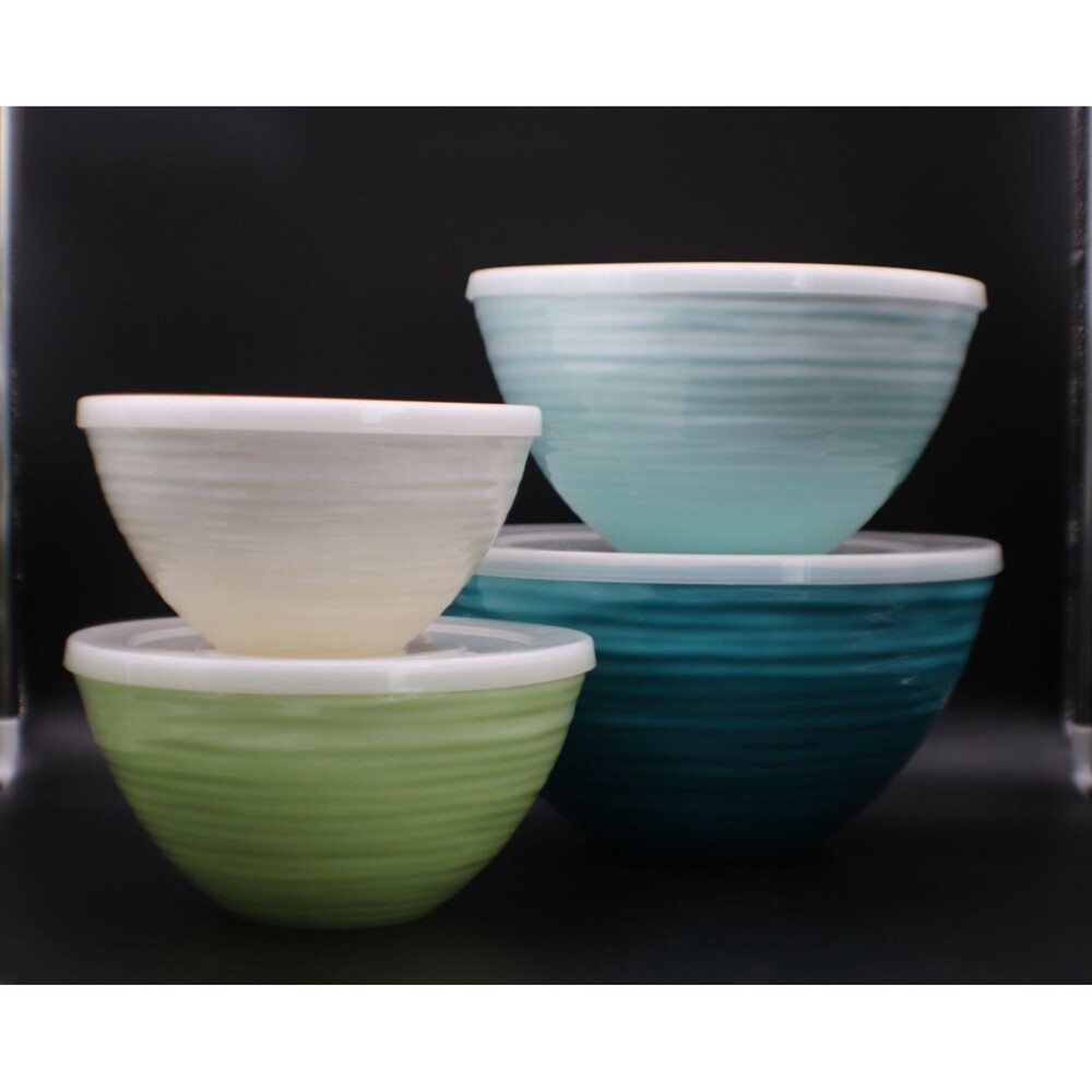Melamine Mixing Bowls with Plastic Lids by Pandex Heavy Duty Durable 8 Pc Set